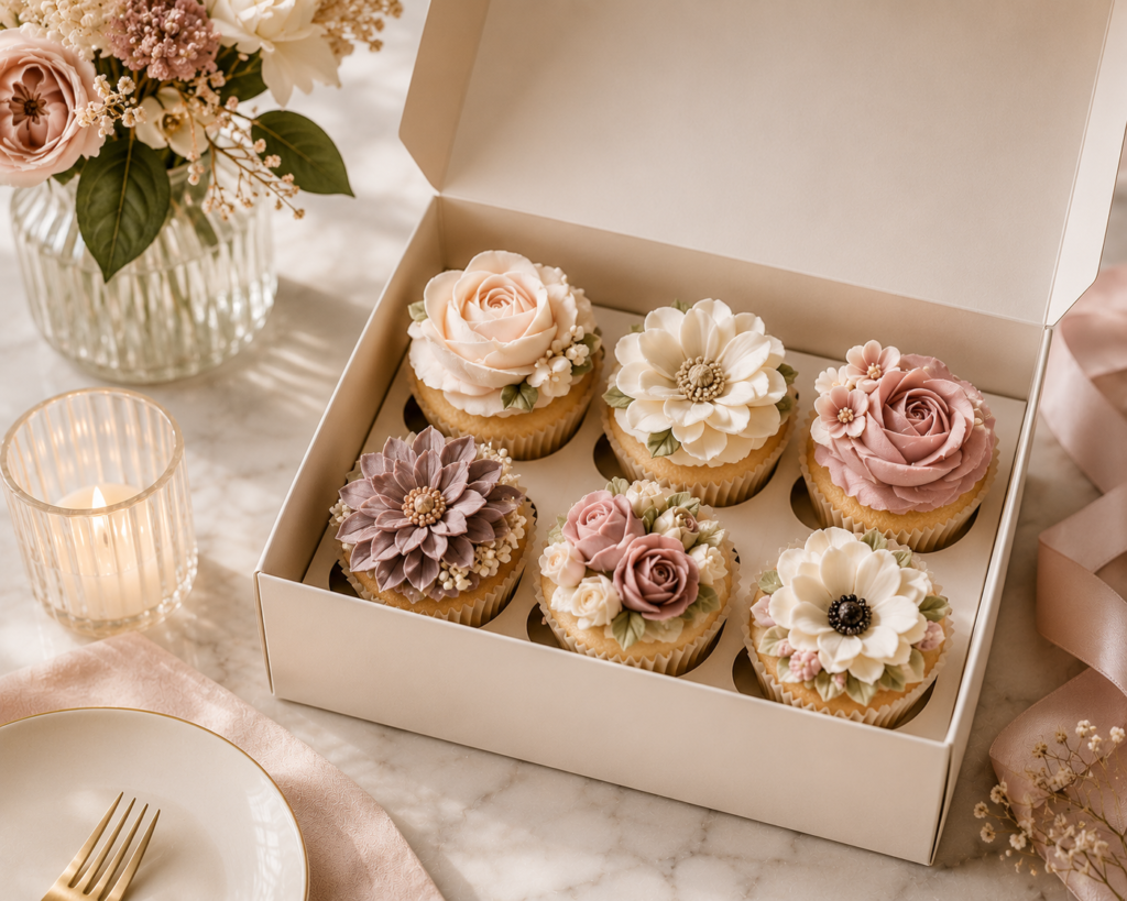 Custom floral cupcakes in Toronto by Dees Cakes