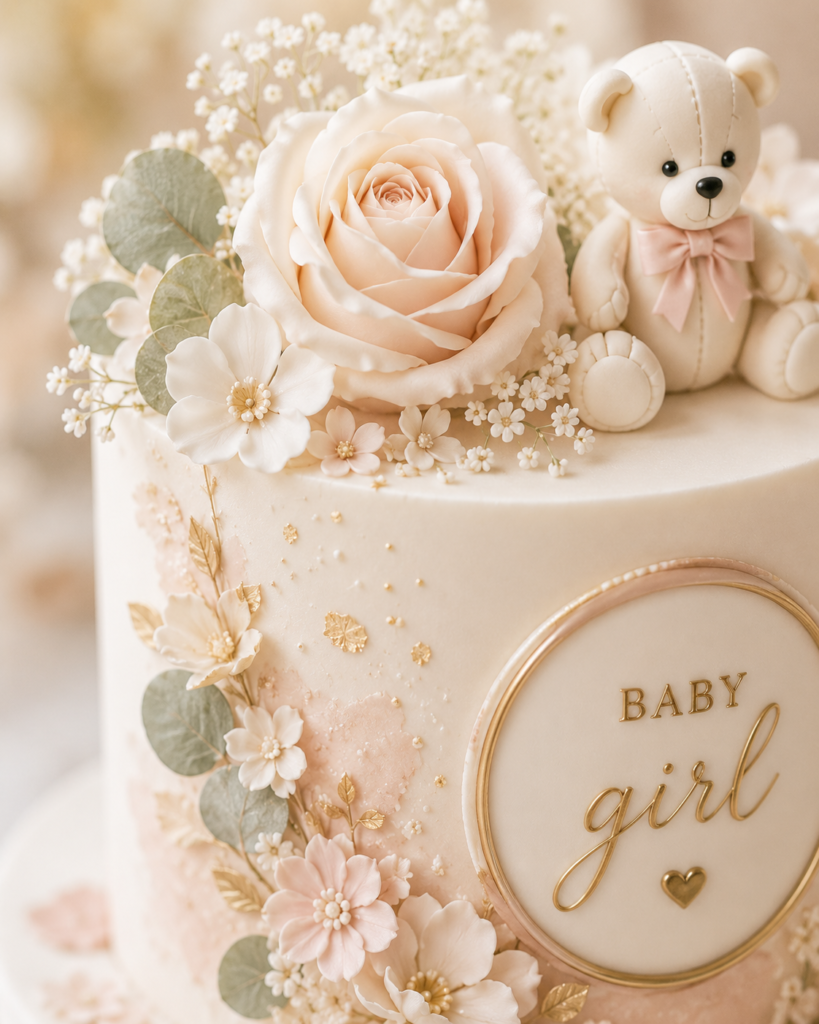 Luxury baby shower cakes in Toronto with elegant dessert styling by Dees Cakes