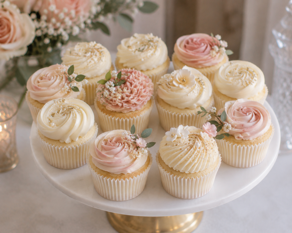 Luxury cupcake collection in Toronto with elegant buttercream styling by Dees Cakes