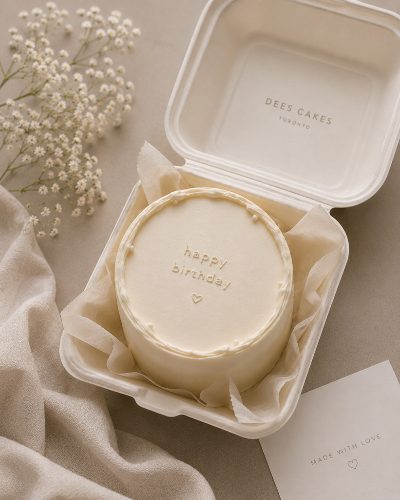 minimalist buttercream bento cake by Dees Cakes in toronto