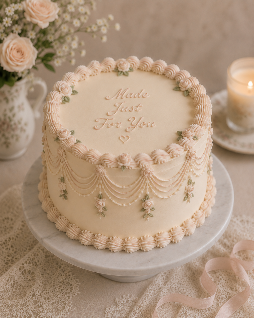 Custom vintage cake designed in Toronto by Dees Cakes