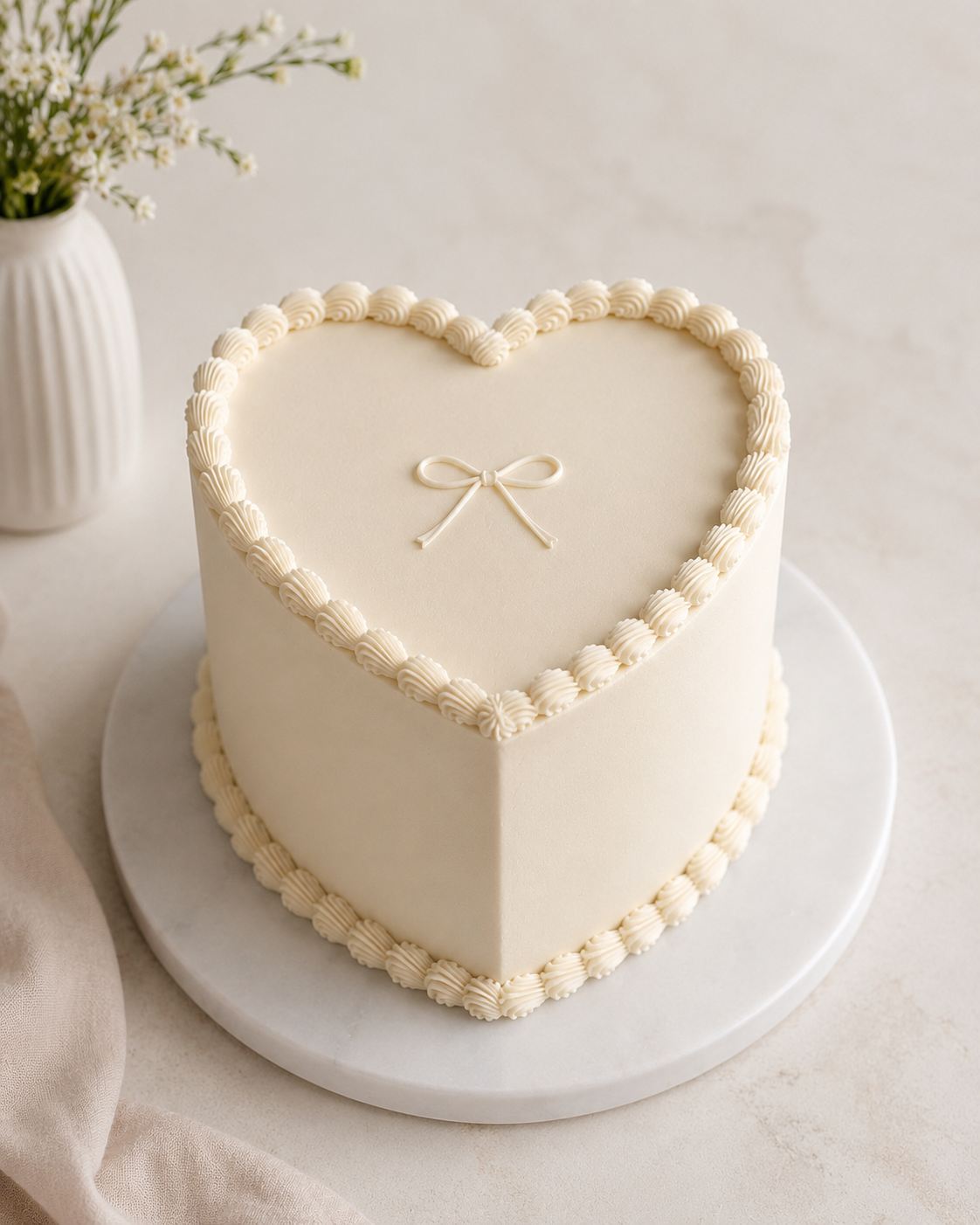 Vintage heart cake with buttercream piping in Toronto